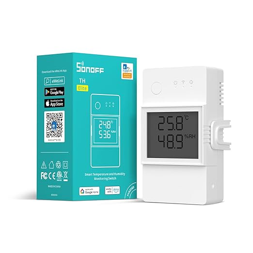 SONOFF THR316D Elite 16A Smart Switch with Temperature and Humidity Monitoring with LCD Screen, Compatible with Alexa/Google Home/IFTTT.