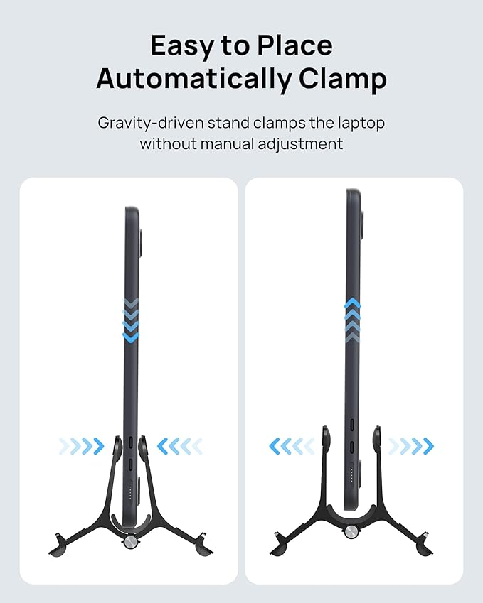 SODI Vertical Laptop Stand Holder for Desk Compatible with MacBook Air, MacBook Pro Stand Vertical Aluminum Up to 17 inch, Gravity Auto-Lock Cooling, 3-in-1 Space Saving Desk Organizer Accessories