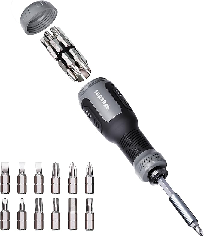 13-in-1 Multi-bit Screwdriver Set Tool All in One, [Super Durable] Screw Driver Set Kit, Flat Head, Philips, Torx, Hex, Square, Repair Kit, Man Gift Nut Driver