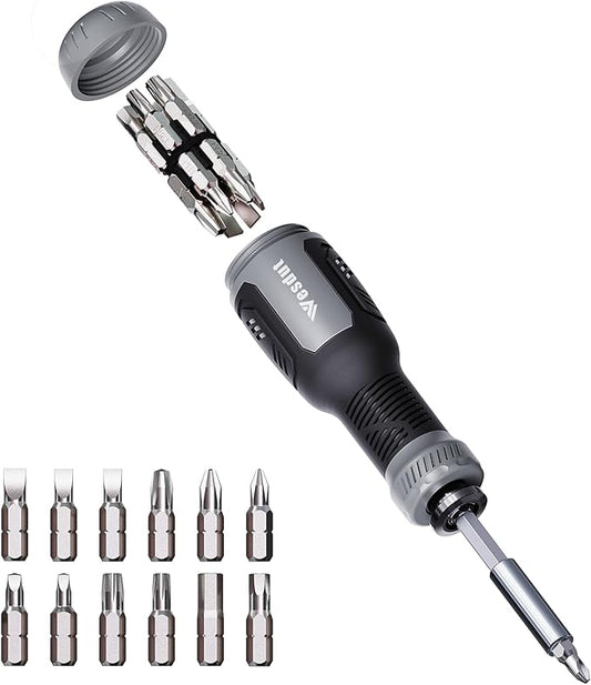 13-in-1 Multi-bit Screwdriver Set Tool All in One, [Super Durable] Screw Driver Set Kit, Flat Head, Philips, Torx, Hex, Square, Repair Kit, Man Gift Nut Driver