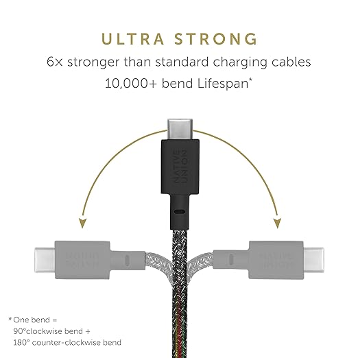 Native Union Type-C Belt Cable - USB-C to USB-C 4ft Ultra-Strong Charging Cable Compatible with iPhone 16, 16 Plus, 16 Pro, 16 Pro Max, iPad Pro, iPad Air, Samsung S24, Flip 6, Fold 6 (Cosmos)