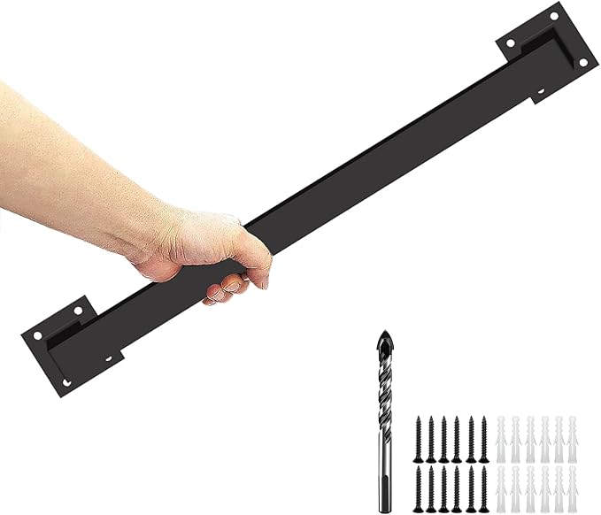 1.3FT Pipe Staircase Handrails, Black Sturdy Safety Wall Mount Support Hand Rails, 500lbs Load Capacity Industrial Iron Railing Pipe Handrail for Indoor Door Pull Handle, Grab Bar, Towel Bar