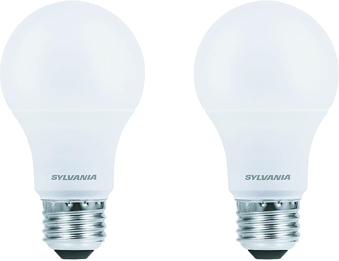 SYLVANIA LED Light Bulb, 60W Equivalent A19, Efficient 8.5W, Medium Base, Frosted Finish, 800 Lumens, Daylight - 2 Pack (79282)