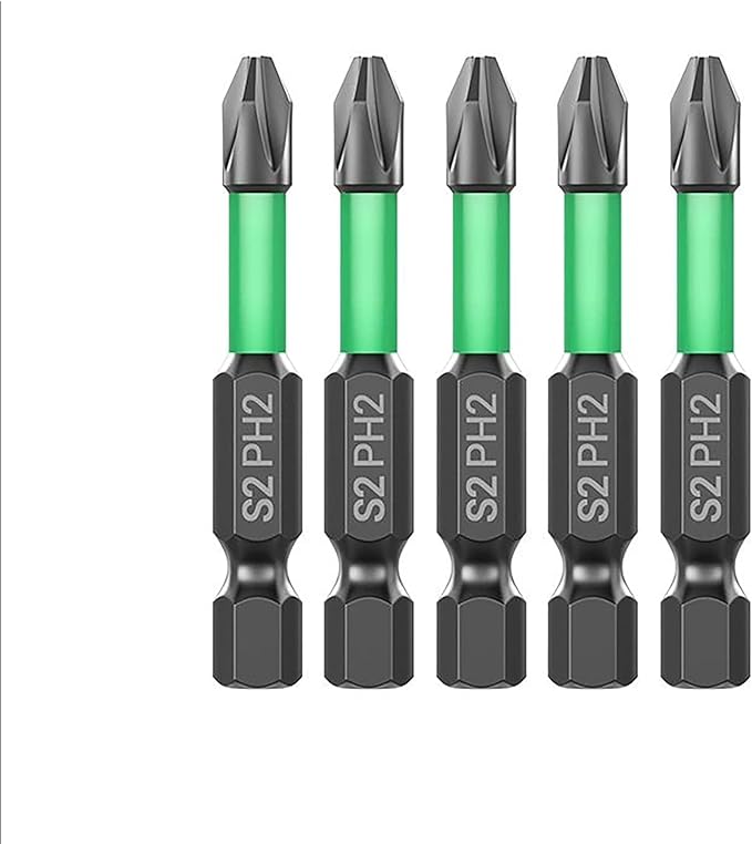 HUHAO Magnetic Drill Bits, 5pcs Non Slip Screwdriver Bit Set with PH2 Alloy Steel Material, CNC Tip Magnetic Drill Bit, Fit for Professional Impact Driver Accessories Tool