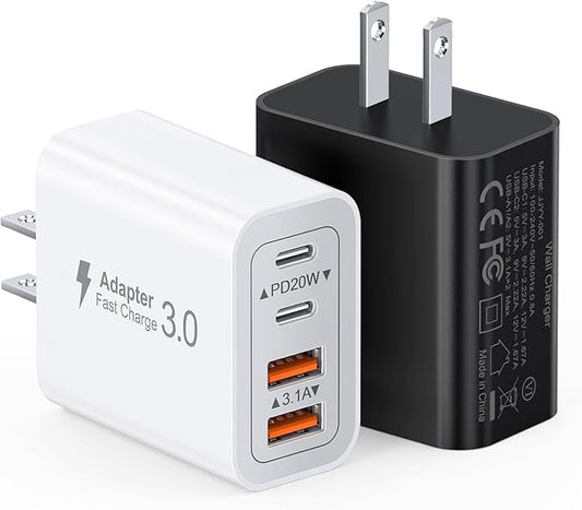40W USB C Charger Block, 2-Pack Fast Charge Cube Powered Multi-Port Wall Plug Power Adapter Type C Brick for iPhone 16/16 Pro Max/15/15 Pro Max/14/14 Pro Max/13/12/iPad, Motorola, LG,PS5, Huawei