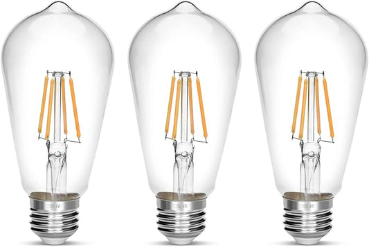 LED Edison Bulb,Antique 40W Vintage Bulb,E26 Non Dimmable Led Bulb 450 Lumens 2700K, Warm White, Pack of 3