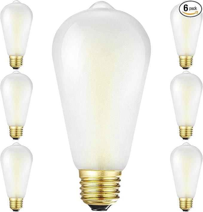 E26 Frosted Vintage LED Edison Bulbs, 4W, Equivalent 40W, Daylight White 5000K,ST58 Dimmable Antique LED Filament Bulbs with 90+ CRI, 400LM,AC120V,Pack of 6 (4W=40W Daylight White)