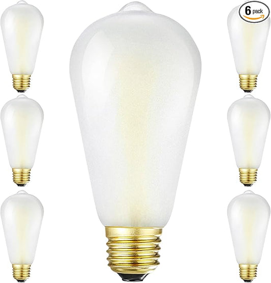 E26 Frosted Vintage LED Edison Bulbs, 4W, Equivalent 40W, Daylight White 5000K,ST58 Dimmable Antique LED Filament Bulbs with 90+ CRI, 400LM,AC120V,Pack of 6 (4W=40W Daylight White)