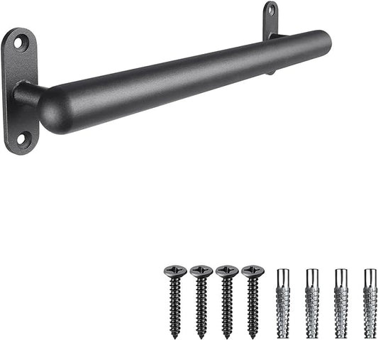 Dolibest 26 Inch Wall Mount Metal Handrail, Staircase Step Handrail, Non-Slip Safety Grab Handle, Barrier-Free Staircase Grab Bar for Elderly, Indoor & Outdoor Use, 1.3 Inch Round (Black)