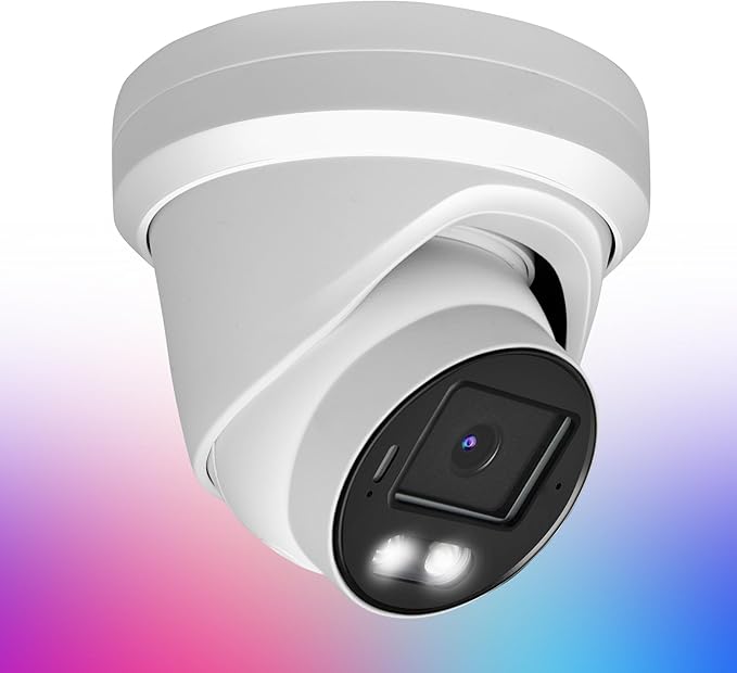 8MP 4K PoE IP Security Camera, H.265 Dome IP Camera with Smart Dual Light Colorvu, 5X Optical Zoom, Two Way Talk, SD Card Slot, 98ft Night Vision, 110°Wide Angle, Human/Vehicle Detection