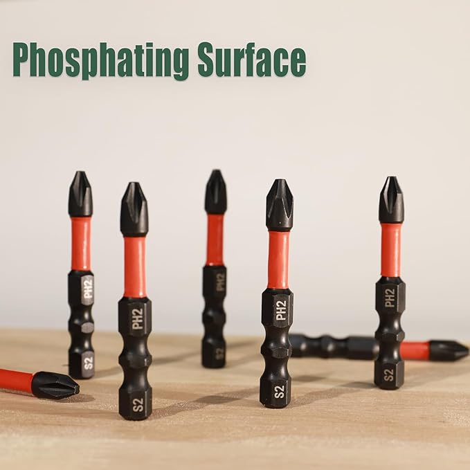 Impact #2 Phillips Screwdriver Bit Set, 10 Pieces 2” S2 Steel Magnetic PH2 Tips Driver Power Bit Set with Organizer Case