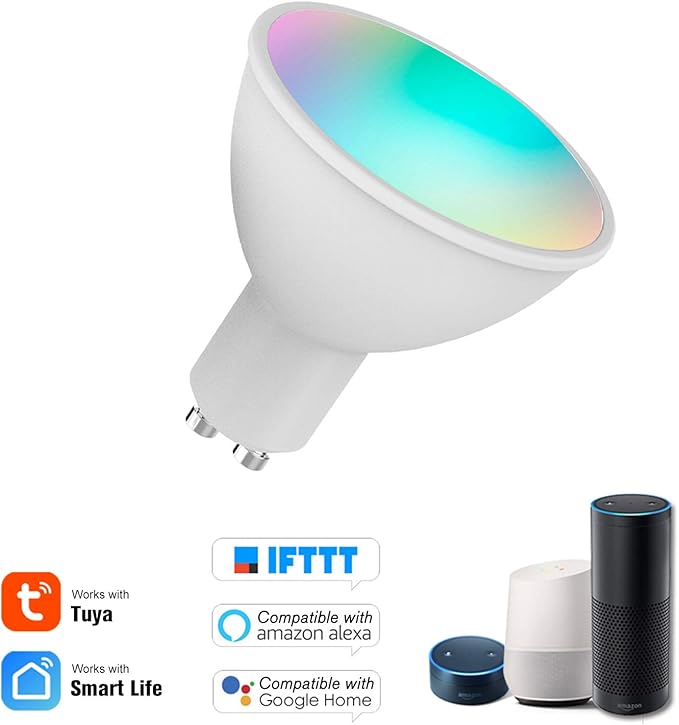 ZJchao Smart Bulb 5W GU10 WiFi Light with RGB W C, Voice and APP Remote Control, Timing Function, Group Control for Alexa Home Tmall Elf (1)