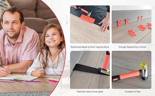 Laminate Flooring Tools Wood Flooring Installation Kit, Vinyl Flooring Tools with 40 Pieces Spacers and Mallet, Soft Pads, Heavy Duty Pull Bar, Tapping Block (44-Soft Pads Pull Bar)