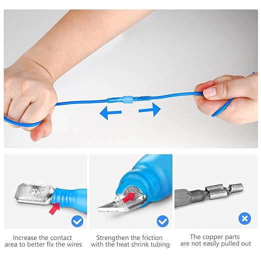 Kuject 540PCS Heat Shrink Wire Connectors Kit, Electrical Waterproof Crimp Butt Terminals, Insulated Spade Connectors for Automotive Marine Boat Truck, Include Rings Forks Spade Butt Splices