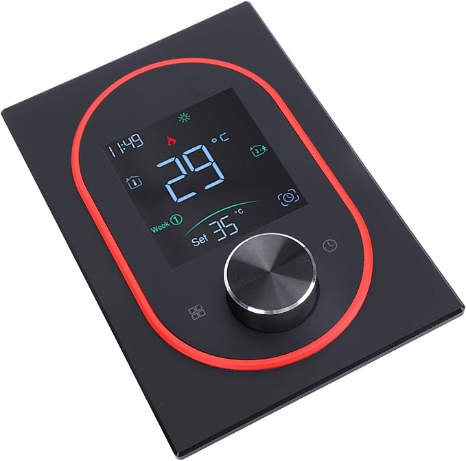 Smart Color Thermostat for Electric Heater LCD Programmable Touchscreen Control for Home Hotel Office with APP, ABS Aluminum Alloy Material (#2)