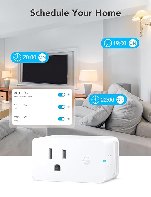 Govee Smart Plug with Energy Monitoring, WiFi Bluetooth Plug Work with Alexa and Google Assistant, 15A Smart Outlets with Timer & Group Controller, No Hub Required, ETL&FCC Certified for Home, 2 Pack