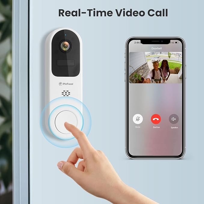 2K Wireless Video Doorbell Camera with Chime, 180-Day Battery Life, Front Door Home Security, Instant Alerts, 2-Way Talk, PIR Detection, Night Vision, Cloud Storage, IP65 Waterproof, 2.4G WiFi Only