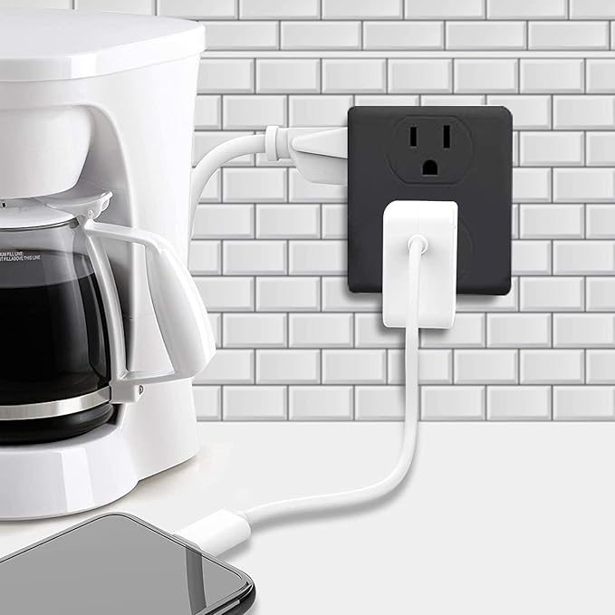 Outlet Extender, HICITY Multi Plug Outlet with 6 Electrical Outlets Adapter, 3-Prong Wall Outlet Tap for Cruise Ship Home Office Dorm, Black (2 Pack)