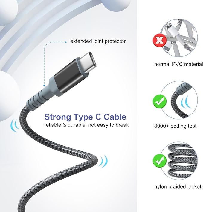 Adaptive Fast Charging Wall Charger with USB C Cable 10Ft, Excgood Fast Charger Power Adapter USB Type C Cable Fast Charging Compatible with Galaxy S25 S24 S23 S22 S21 S8 S9 S10 A15 A03s Android Phone