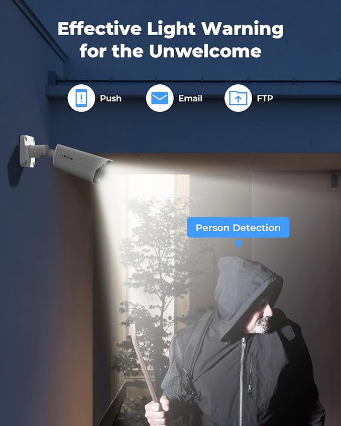 H.VIEW 32CH 4K PoE NVR Security Camera System 8TB, Smart Detection, Smart Human Detection, 20x8MP Outdoor Commercial PoE IP Cameras, AI Detection Trigger Color Night Vision, Surveillance for Business