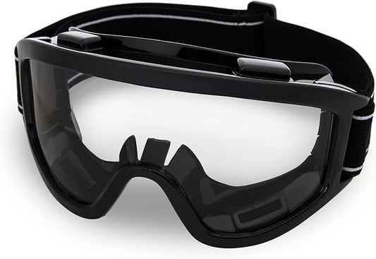 DEX FIT Protective Safety Goggles SG220B; Anti Fog & Scratch, Z87 Eye Protection for Lab, Science, and Chemistry Work, Indirectly Vented, Adjustable for Women and Men, (Black Frame, Clear Lens)