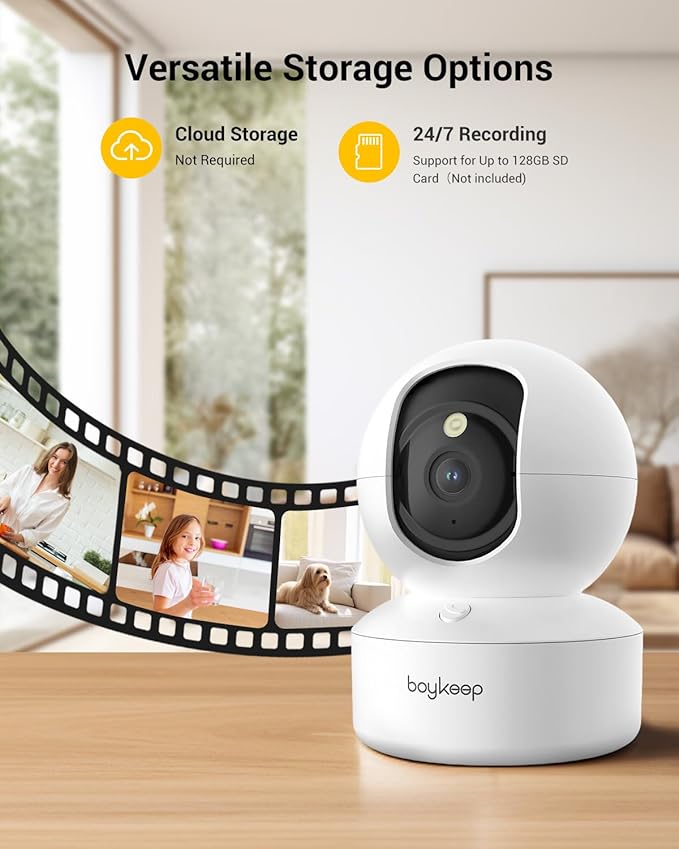 2K Pet Camera, Indoor Security Camera, 5G/2.4GHz WiFi Cameras for Baby Dog with Phone App, 360° Pan & Tilt, 2-Way Audio, Color Night Vision, New Version w/Cloud Storage (White-2 Pack)