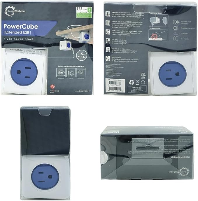 CILIA PowerCube Surge Protector Power Strip, 5 Outlets, 5Ft Extension Cord with Childproof Sockets, Compact for Travel, Home, Office, Dorm, Space-Saving Tangle-Free Design (4300AC Cube)