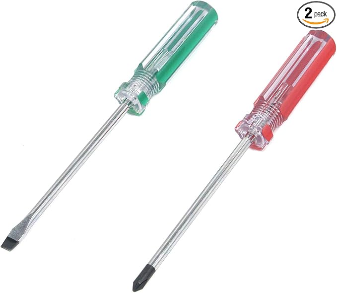 Antrader Magnetic Screwdriver Set 2 PCS, Magnetic 5mm Phillips and Flat Head Tips Screwdriver with 4 Inch Steel Shaft for Repair Home Improvement Craft