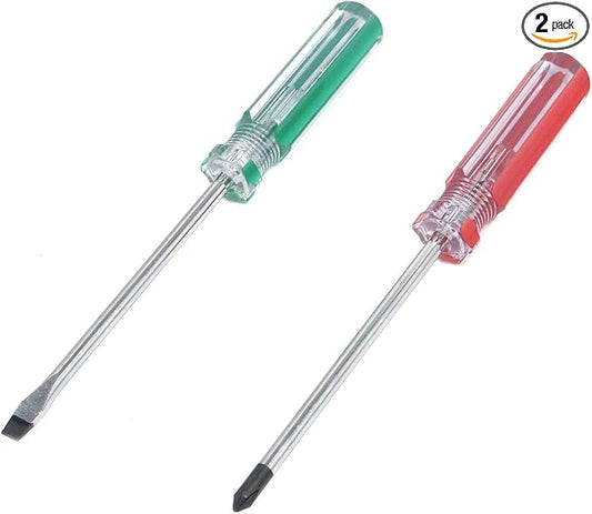 Antrader Magnetic Screwdriver Set 2 PCS, Magnetic 5mm Phillips and Flat Head Tips Screwdriver with 4 Inch Steel Shaft for Repair Home Improvement Craft