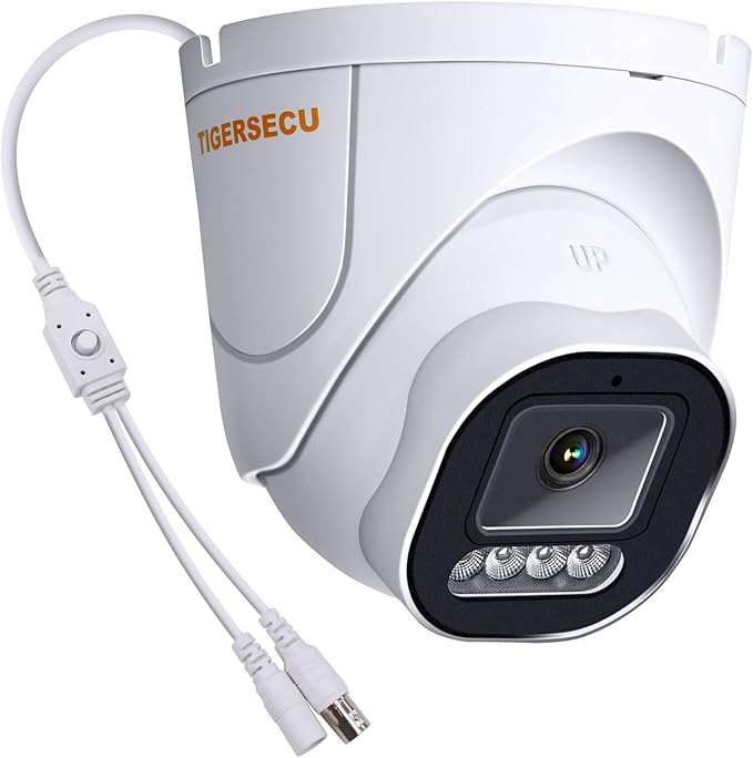 TIGERSECU 5MP Wide Angle Dome Security Camera for DVR, Weatheproof for Indoor/Outdoor Use, Hybrid 4-in-1 with OSD Switch, for TVI, CVI, AHD, CVBS DVRs (Power Supply and Coaxial Cable Sold Separately)