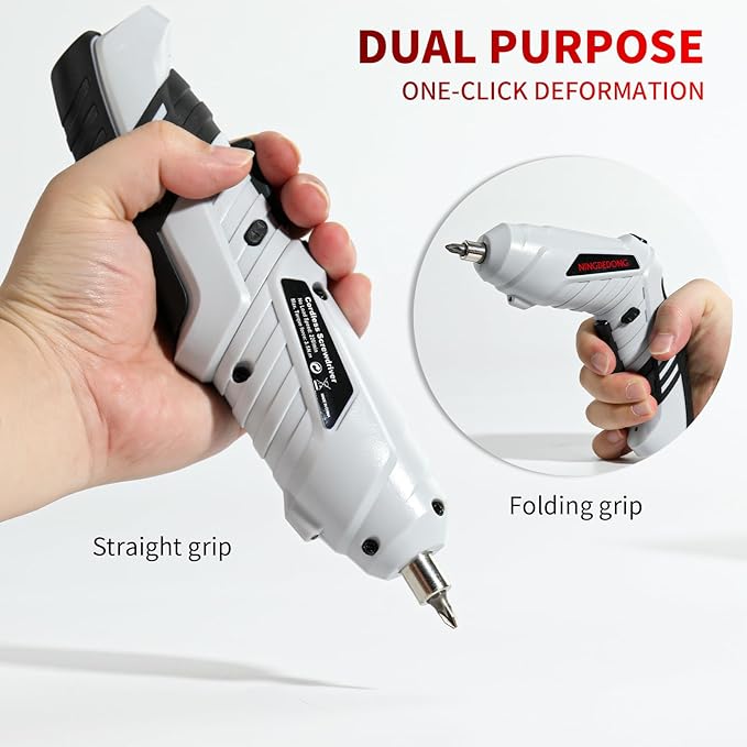 Electric Cordless Screwdriver Set, power-screw-guns，Rechargeable Cordless Power Tool with Carrying Case and Bits (white)