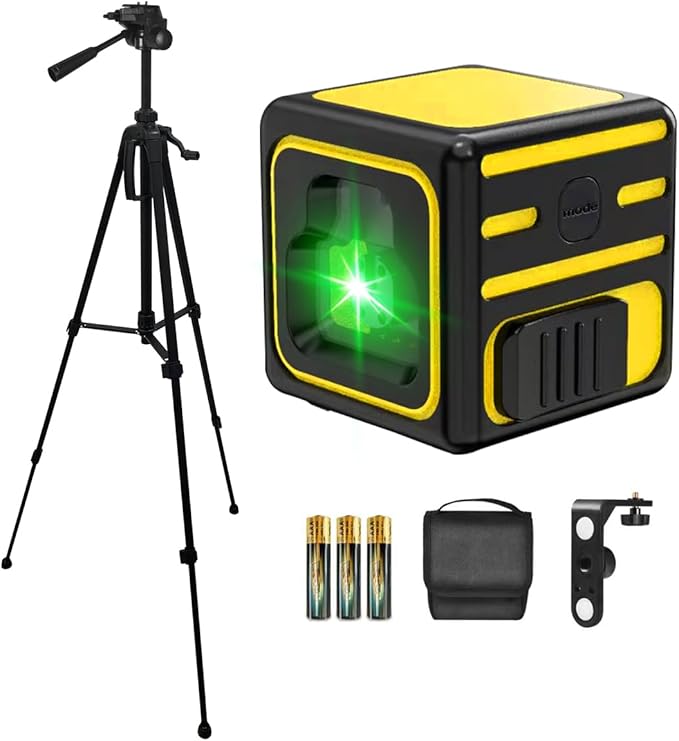 Laser level with Tripod Self Leveling, Cross Line Laser with Tilt Mode, 59 inch Tripod for Picture Hanging Construction Floor Tile Wall, 3 AAA Batteries Included