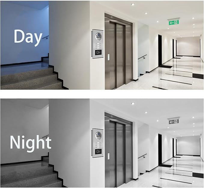 Wired Video Apartment Intercom System,6 Units 7 inch Monitor Video Door Phone Kit,Indoor Outdoor Video Doorbell, ID Card Unlock, 2 Way Audio, 6-Screen for Home Apartment (1 Doorbell+6 Monitor)