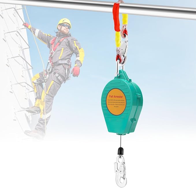 YJINGRUI 23ft/7m Self Retracting Lifeline, Heavy Duty 330lbs Retractable Safety Lanyard with Alloy Steel Hook & Aviation Wire Rope, Fall Arrest Fall Protection Device for Construction/Roof Work