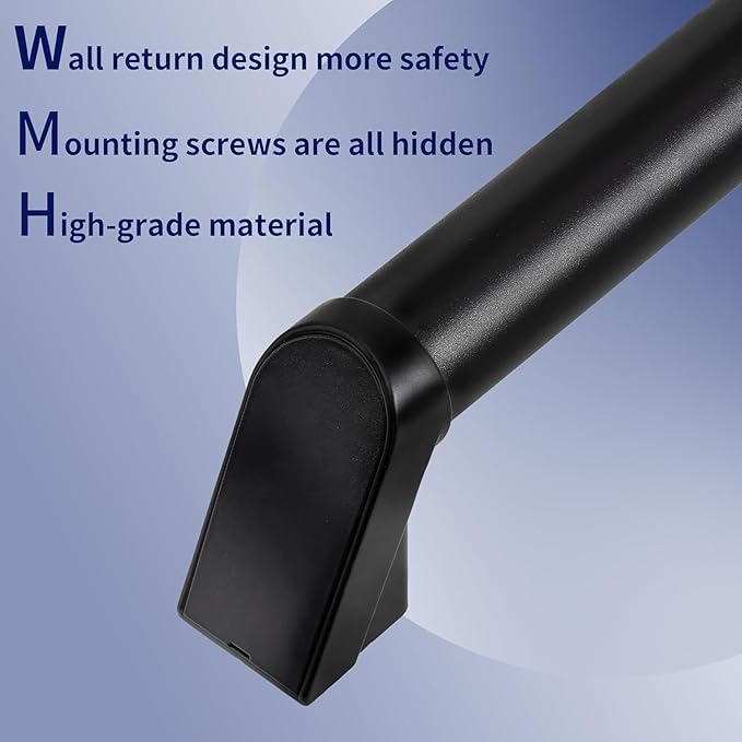 Handrails for Indoor Stairs,Railings，Stairs Handrail，Modern Aluminum Handrail Set, Wall Mounted，Matte Black or Cherry Wood Grain, Rust Free. (Matte Black, 6 FT- （Two Joined Pieces）)