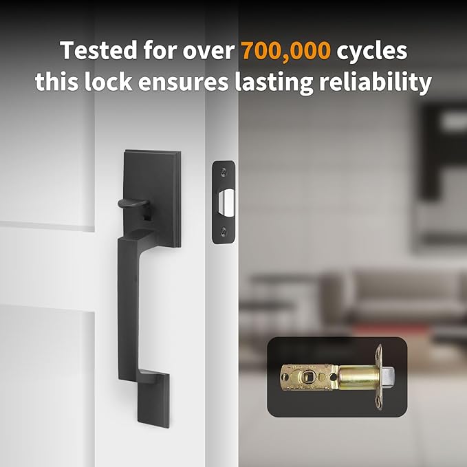 Aqara Front Door Handleset, Single Cylinder Exterior Door Entry Handle with Door Lever, Reversible for Right and Left Handed Sided Doors, Non-Locking, Ideal for Modern Doors Smart Locks