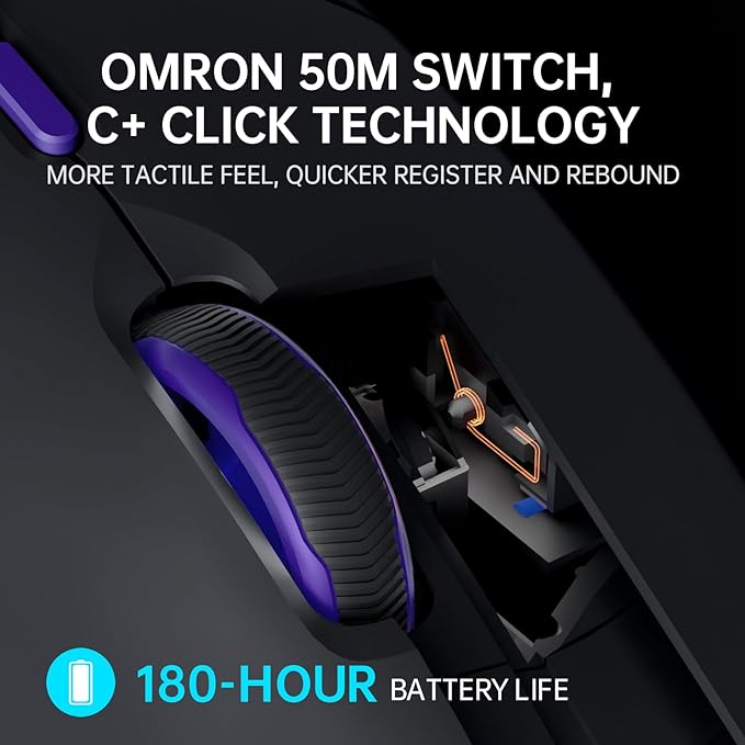 Rapoo VT9PRO 4K Wireless Gaming Mouse, PAW 3398 Sensor, 26000 DPI, 4KHz Polling Rate, 0.25ms Response Time, Lightweight, 10 Programmable Buttons, 180h Battery Life, On-Board Memory, PC - Black