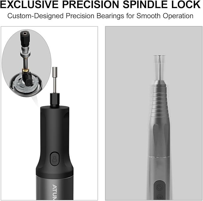 ATuMan Cordless Rotary Tool Kit, 7.2V with Higher Torque, More Powerful, 5 Speeds 10000 to 28000 RPM, with 42 Accessories, Multi Purposes, Sanding, Polishing, Drilling, Etching, Engraving, DIY Crafts