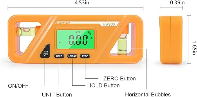 Digital Torpedo Level and Protractor, Magnetic Angle Meter, Electronic Bubble Inclinometer, Absolute and Relative Measurement, Angle & Slope Conversion for Woodworking Home Drainage Leveling