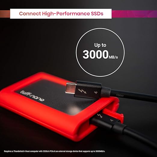 CalDigit Thunderbolt 4 Cable - 40Gbps 100W Power Delivery, Compatible with Thunderbolt 3 & USB Type C, MacBook Pro, iMac, iPhone 15 Max, Black (0.8 Meter 2.62 Feet, Thunderbolt 4 / USB 4 Cable)