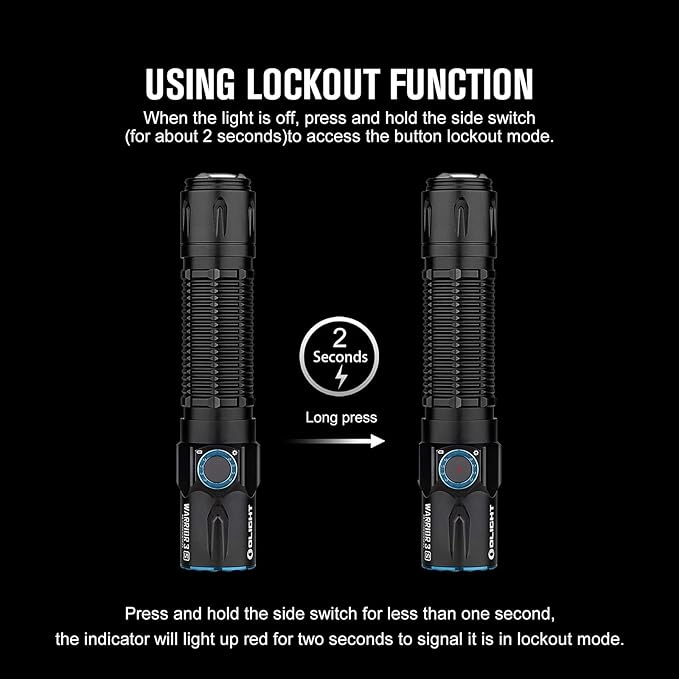 OLIGHT Warrior 3S 2300 Lumens Rechargeable Tactical Flashlight, Compact Dual-Switches LED Bright Light with Proximity Sensor, Powered by Customized Battery for Emergency, EDC and Searching (Black)
