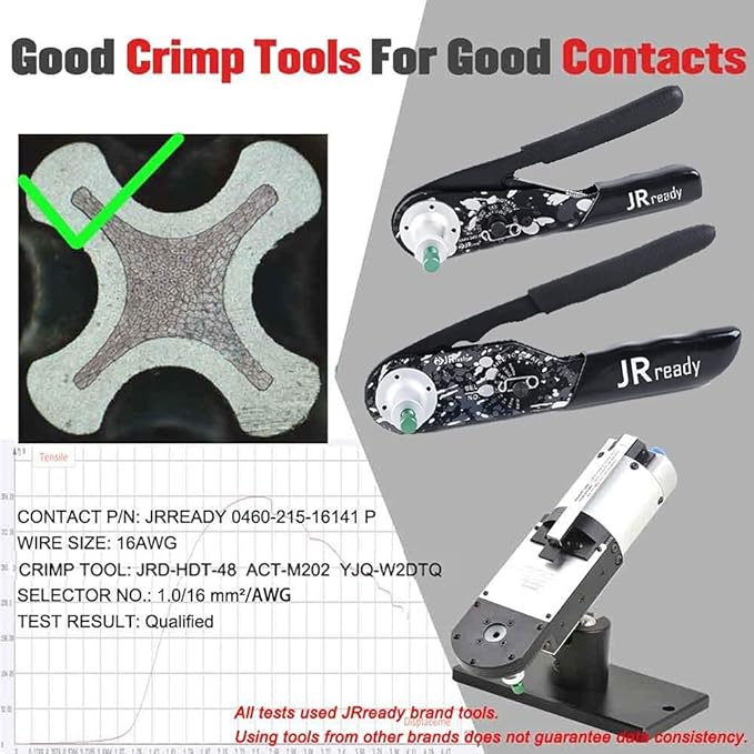 JRready ST6258 DT Connector Solid Contacts Kit Size 16 Terminal KIT 30 PCS Male Pins 0460-215-16141 and 30 PCS Female Sockets 0462-209-16141 for 14-16 awg Wire Size