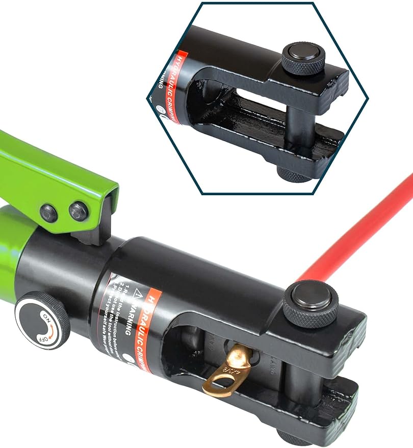 AMZCNC Professional Hydraulic Crimping Tool with 12 Ton Output Pressure and 9 Standard US Dies (Crimps 8 AWG to 4/0 AWG)