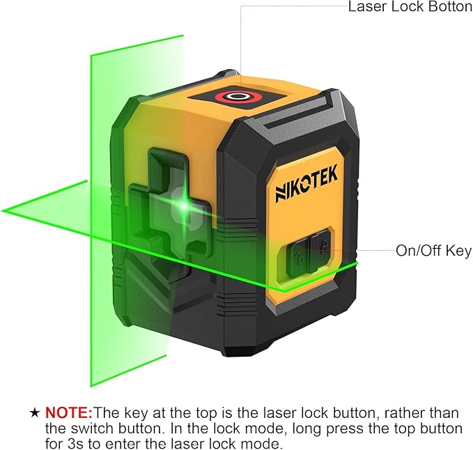 Green Laser Level, 20m/65ft Cross Line Laser with Self-Leveling Green Beam, Carrying Pouch, 2 AA Batteries, for Home Decoration/DIY/Construction Site etc