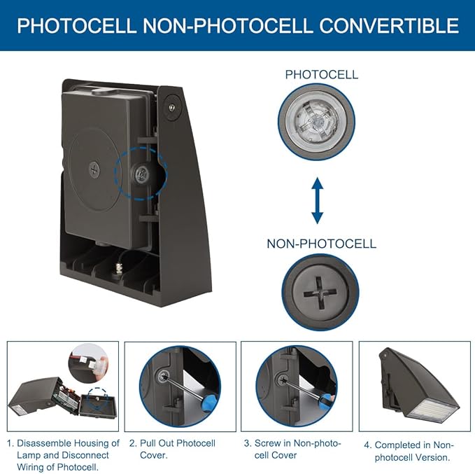 DAKASON (2 Pack) 60W LED Wall Pack, Dusk-to-Dawn Photocell, Adjustable Head, Full Cut-Off Security Light, 5000K 6600lm Replaces 200-300W HPS/HID IP65 Waterproof Outdoor Lighting Fixture, ETL Listed