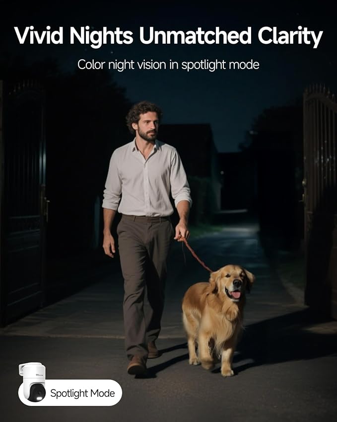 VIMTAG 2.5K Cameras for Home Security, Plug-in Power Security Camera Outdoor/Indoor, 2.4G/5G Wi-Fi, 360° View, Motion Tracking, Free AI Detection & Siren, Color Night Vision, IP66, SD/Cloud Storage