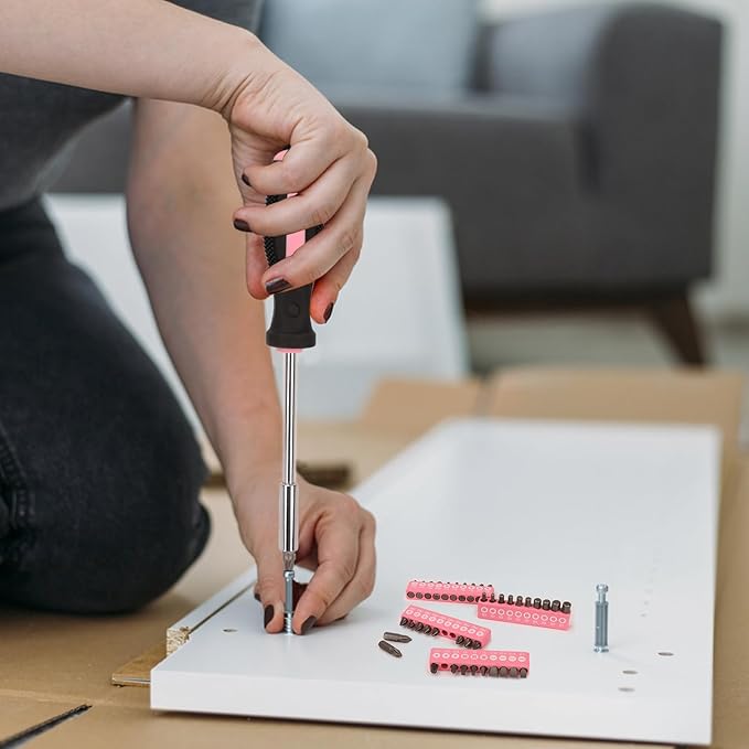 Yougfin Pink Tool Set, 215 Pcs Lady's General Home Repairing Tools Kit For Girls & Women With Portable Bags, Includes All Essential for Home, Garage, Office and College Dormitory Use, Pink & Black