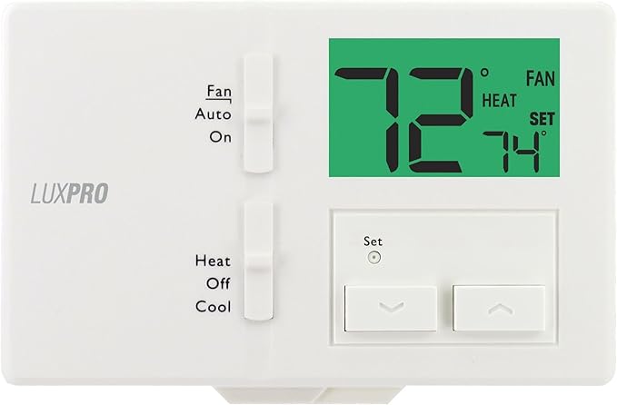 Lux Pro Non Programmable Thermostat for Home; Backlight Digital Energy Saving Thermostat; Multi Stage Heating, AC Systems; Easy DIY, P111, 1 Unit, Batteries Included