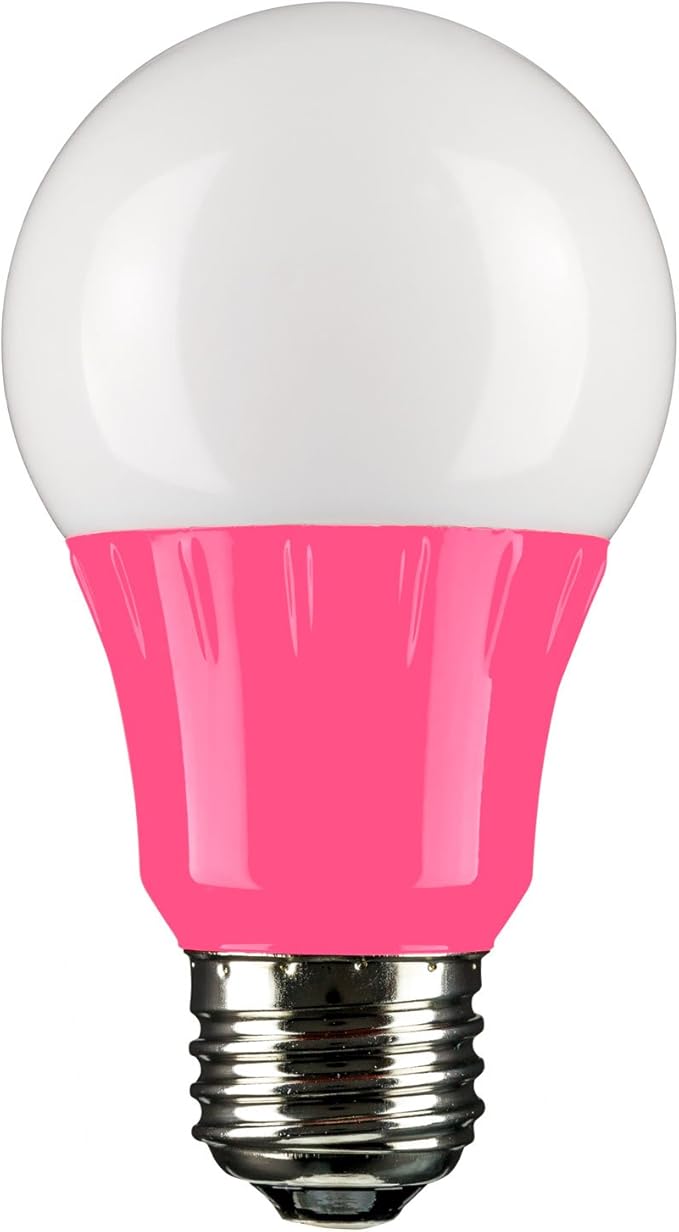 Sunlite 80168 LED A19 Colored Light Bulb, 3 Watts (25w Equivalent), E26 Medium Base, Non-Dimmable, UL Listed, Party Decoration, Holiday Lighting, 1 Count, Pink