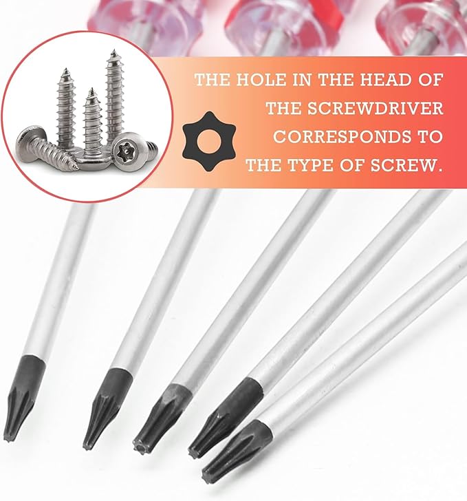 5 Pcs Torx Security Screwdriver Set with Magnetic Tip Plastic Grip, Torx Screwdriver for Computer Repairing (T4 T5 T6 T7 T8)